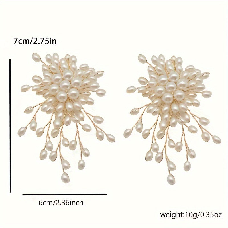 Sterling Silver Tassel Drop Earrings with Imitation Pearl for Women
