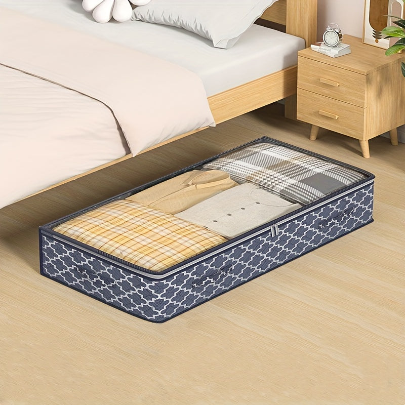 Large Under Bed Storage Bag with Clear Window Non-Woven Fabric Dual Zipper Organizer
