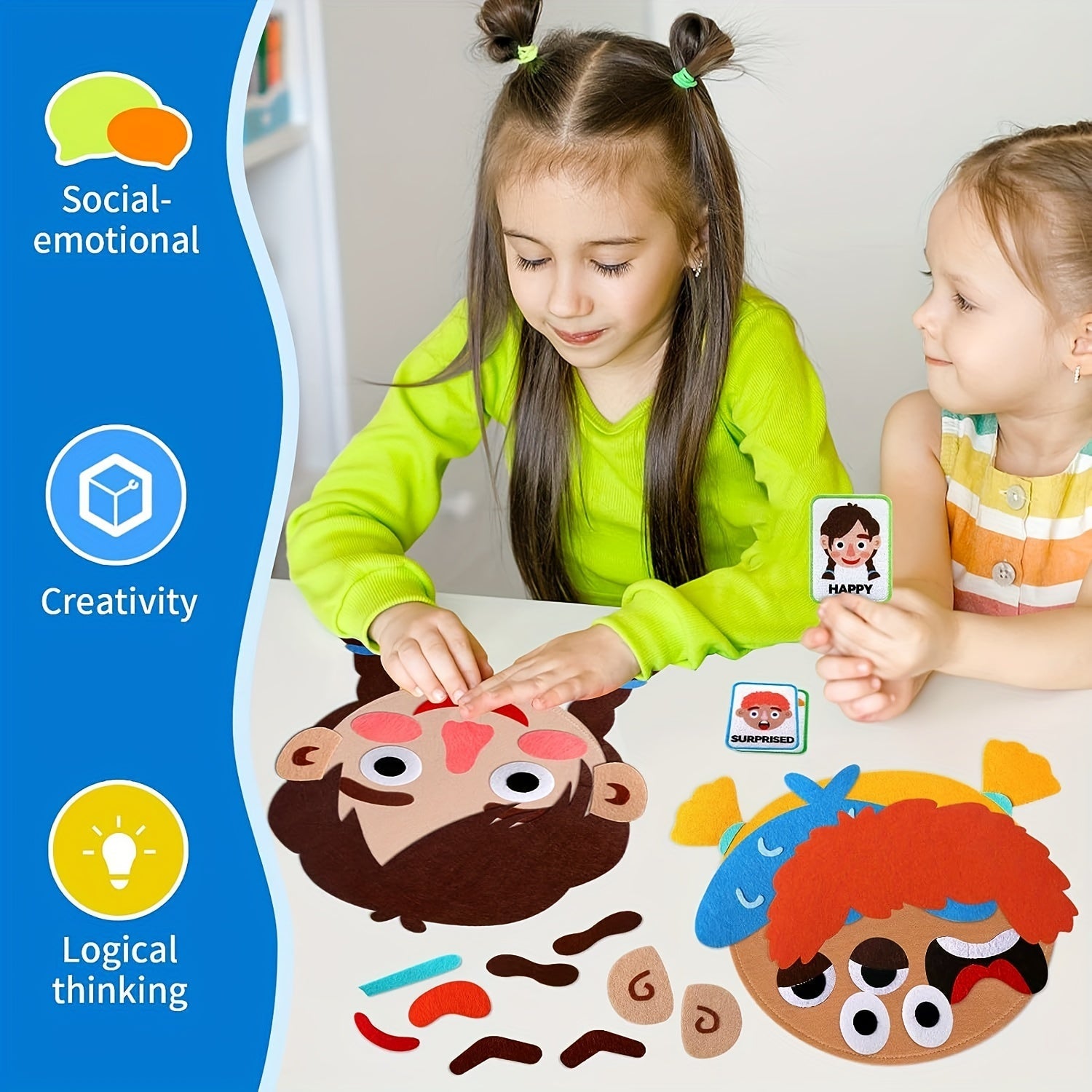 Children's Social and Emotional Learning Activities Kit with Facial Expression Games for Preschool Ages 3 and Up