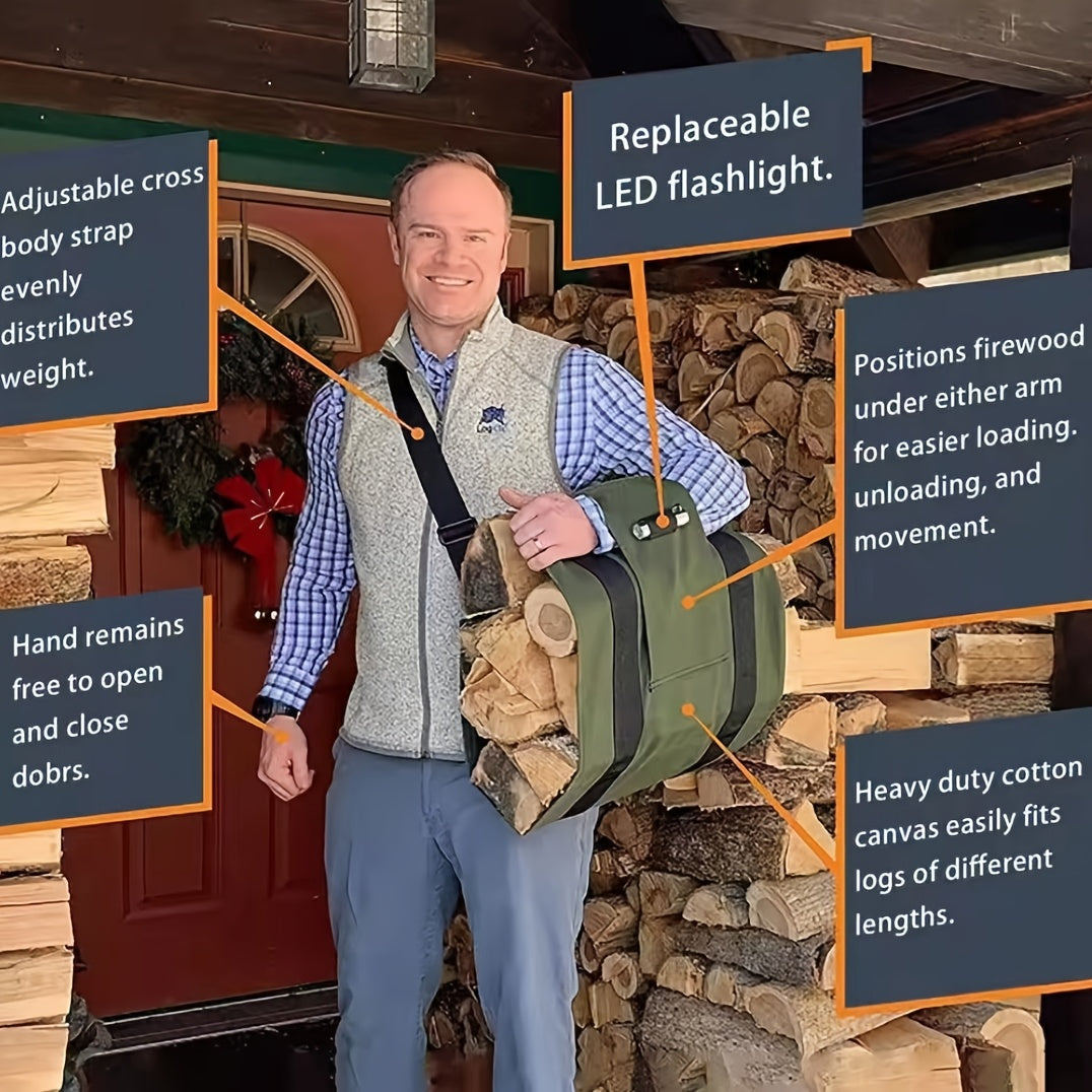 Прочная холщовая сумка для хранения дров для кемпинга, упаковка для перевозки дров, сумка-тоут для дров, идеально подходит для принадлежностей для домашнего камина.