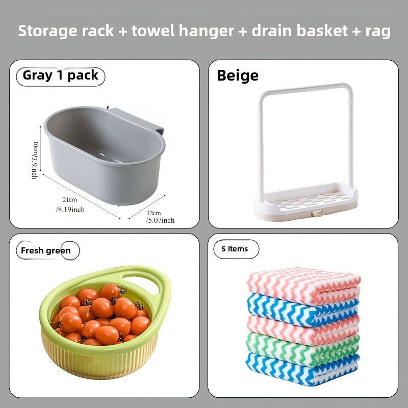 Synthetic Resin Sink Drain Rack Kit for Kitchen Organization and Pool Supplies