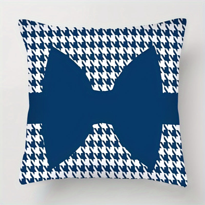 Houndstooth Throw Pillow Cover 44.96cm Square Soft Polyester Zippered