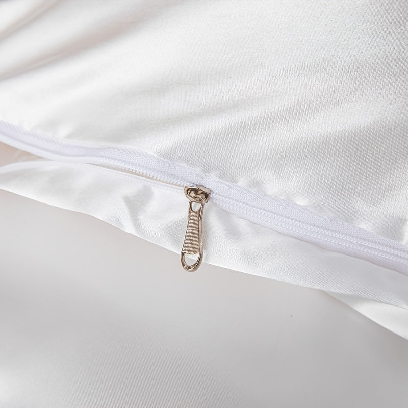 Set of Three Satin Duvet Cover and Pillowcases Solid Color Bedding Set