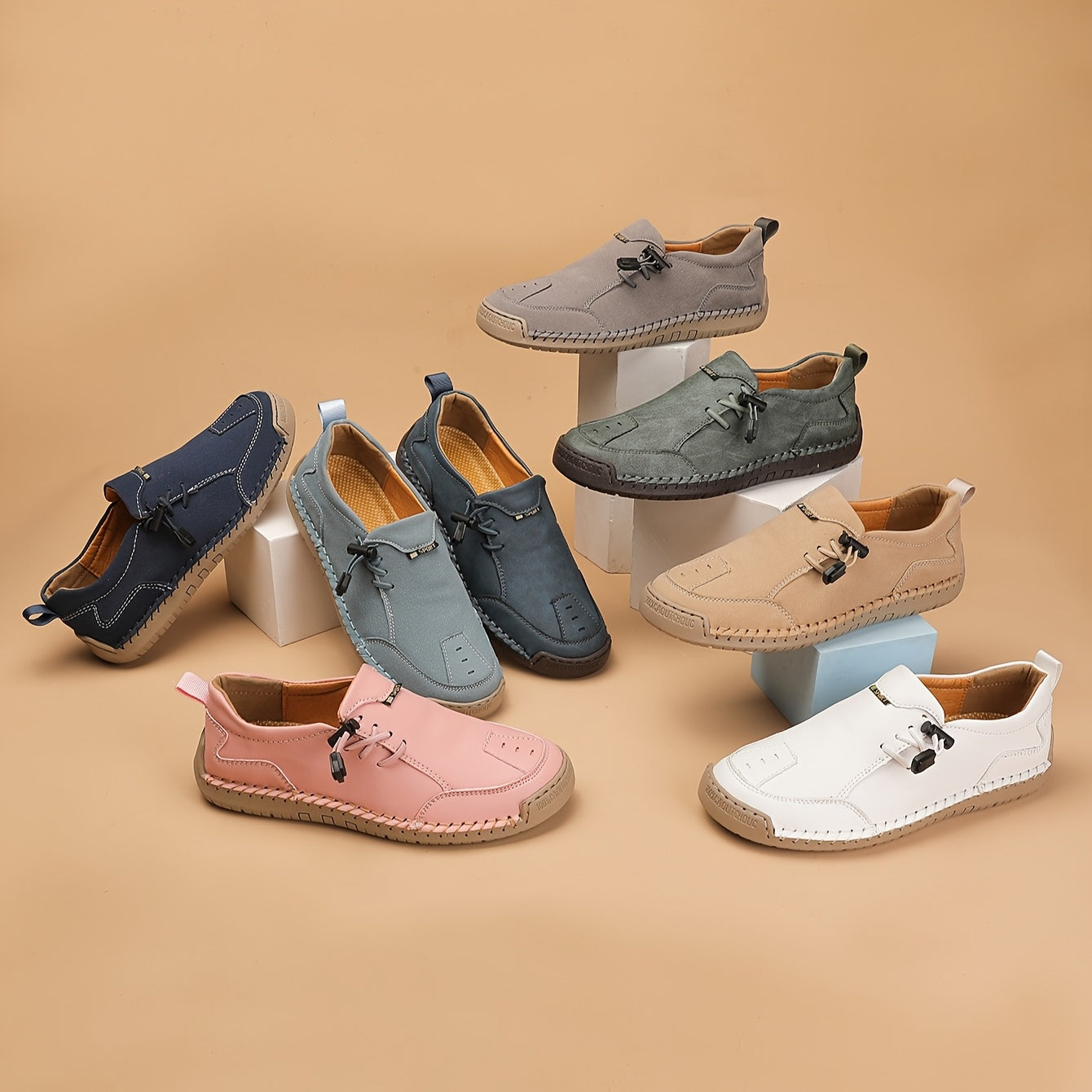 Women's Casual Low-Top Sneakers in 8 Colors Breathable PU Material