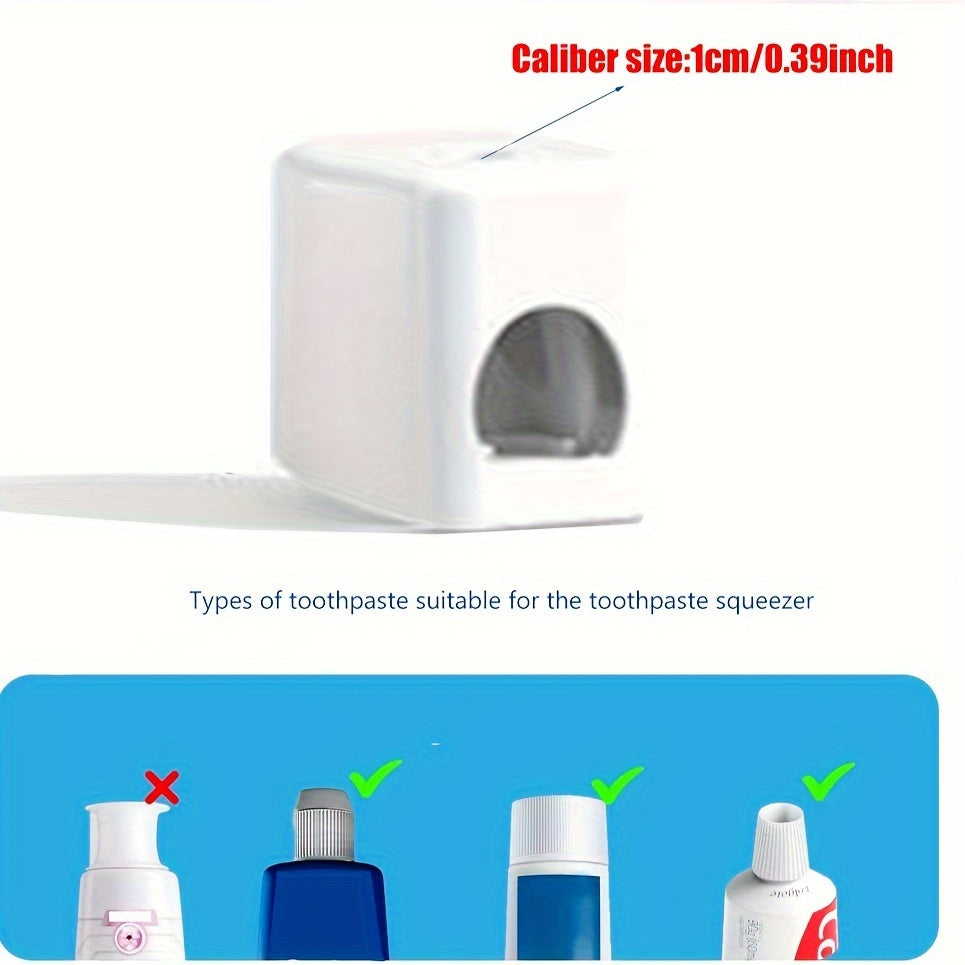 Wall-Mounted Toothbrush and Toothpaste Holder with Squeezer and Storage Shelf