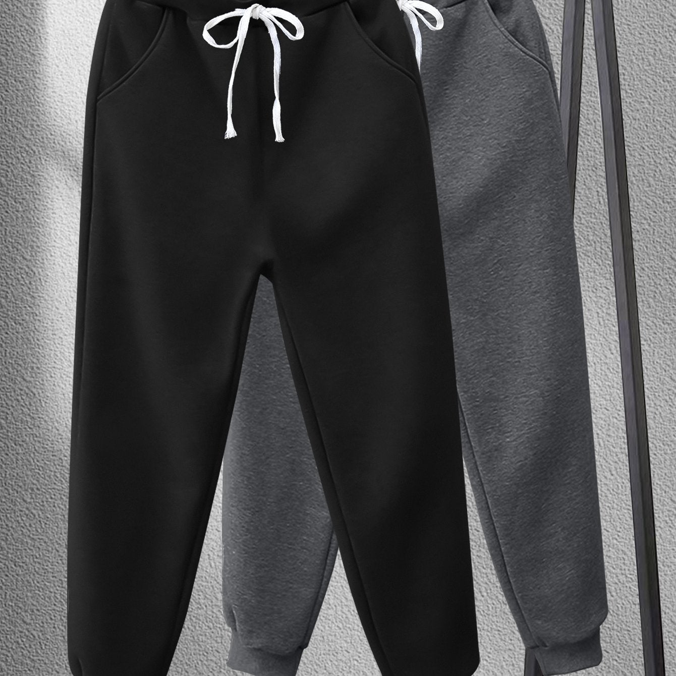 Men's Casual Sports Trousers Large Sizes Polyester Regular Fit Solid Color