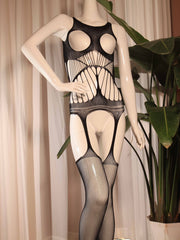 Conjunto de pijama de encaje de malla para mujer con tela transparente