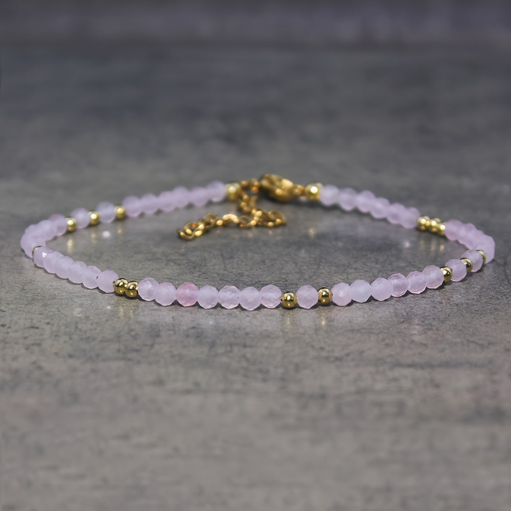 Женский браслет из бусин лунного и солнечного камня для подарка и украшений