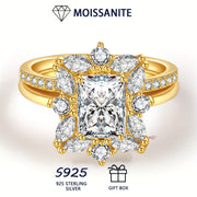 Moissanite Stacking Ring 1-2ct Gold Finish Sterling Silver Engagement Wedding Gift