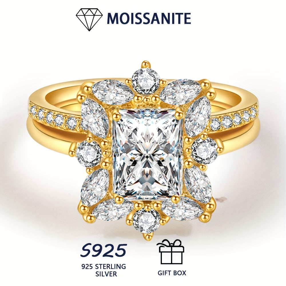 Moissanite Stacking Ring 1-2ct Gold Finish Sterling Silver Engagement Wedding Gift