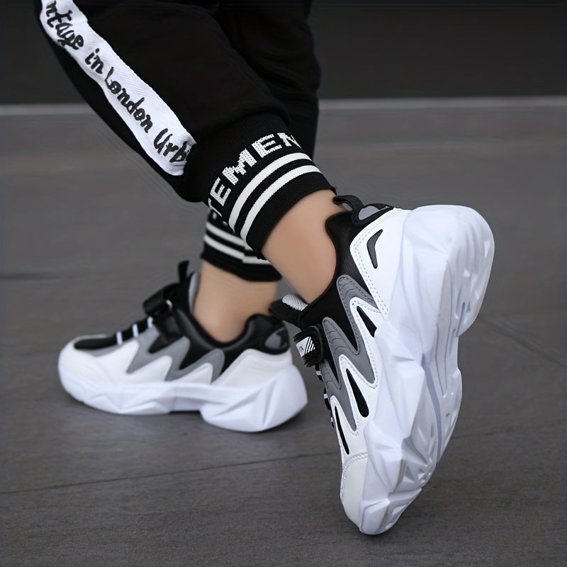 Детские беговые кроссовки дышащие с однотонным узором, низкий топ, застежка на липучке для возрастов до 14 лет