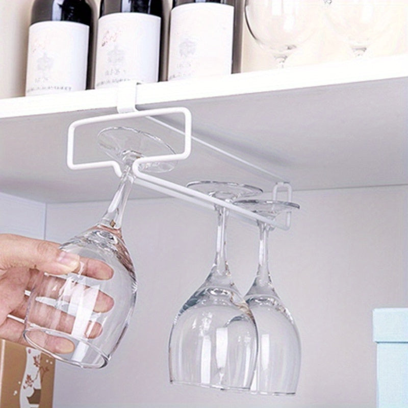 3-Piece Metal Space-Saving Wine Glass Rack No-Drill Upside-Down Stemware Organizer for Kitchen and Bar Cabinets
