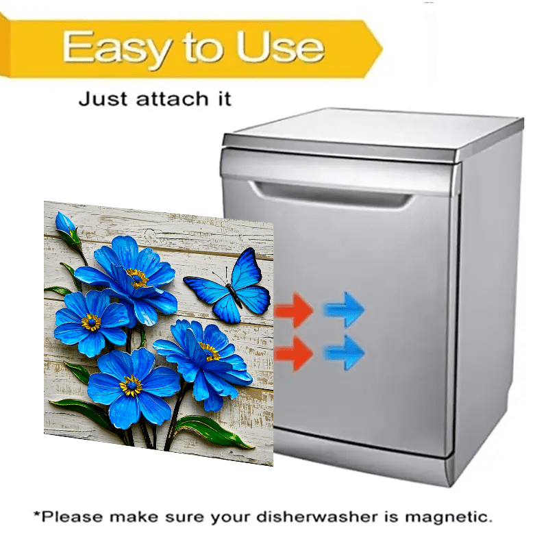 Blue Floral Butterfly Waterproof Vinyl Decal Sticker for Kitchen Appliances