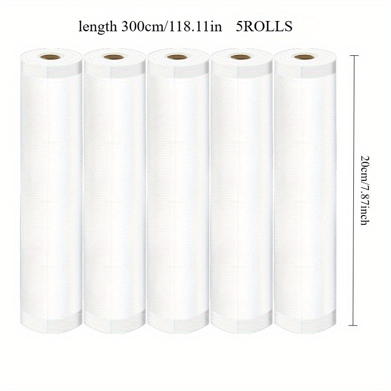 5 Rolls of 3m Food Grade Vacuum Sealer Bags with Textured Design for Freshness