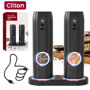 Rechargeable Electric Pepper Grinder Automatic USB Rechargeable Battery Black White Compact