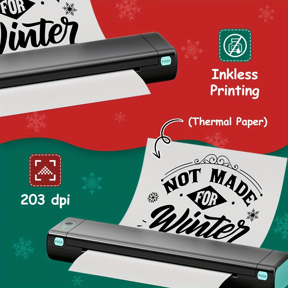 Impresora térmica portátil A4 en blanco y negro, inalámbrica, recargable, para etiquetas