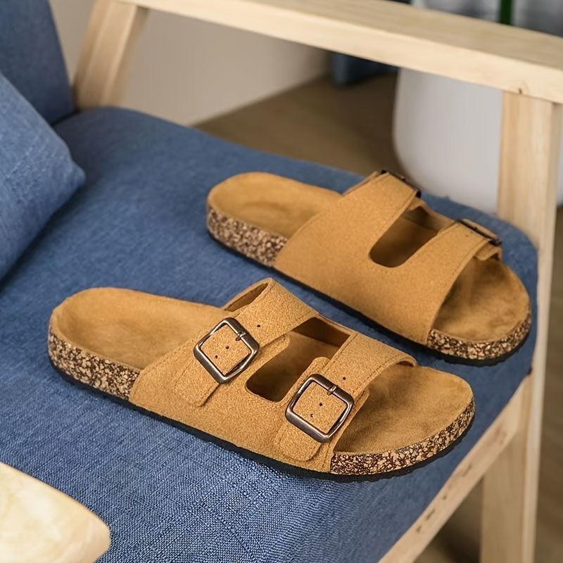 Erkaklar uchun retro uslubdagi slaydlar, ichki/tashqi foydalanish uchun moslashtiriladigan, sirpanmaydigan yumshoq taglik bilan, 4 rangda.