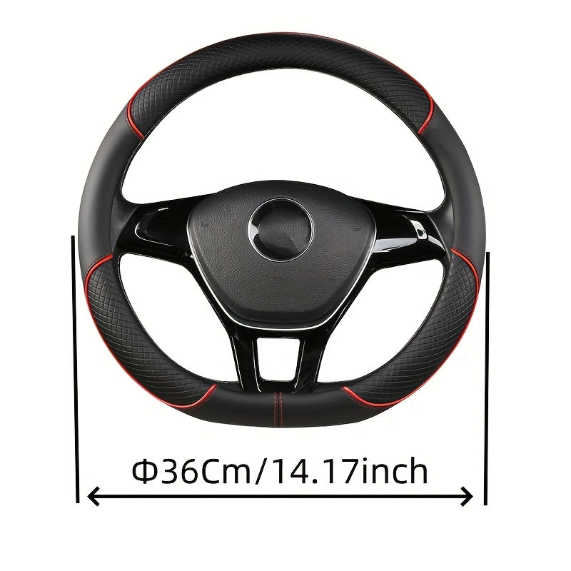 PVC Steering Wheel Cover Black and Red Fit Most Vehicles
