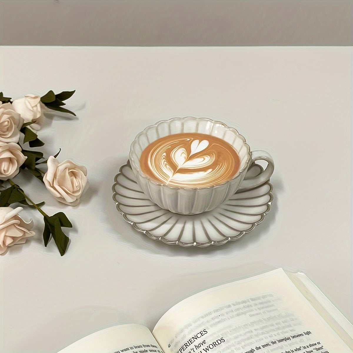 Japanese-Style Ceramic Coffee Mug with Saucer Set Reusable Hand Wash Only