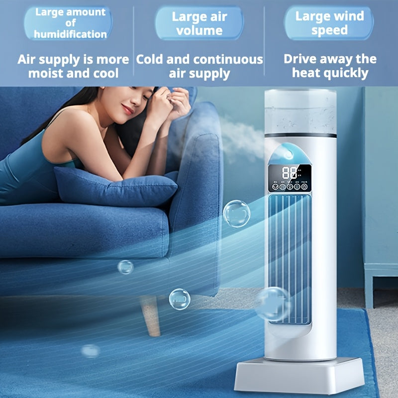 Portable Desktop Air Conditioner Fan with Mist Cooling 6 Speed Swing Timer Office Bedroom Outdoor
