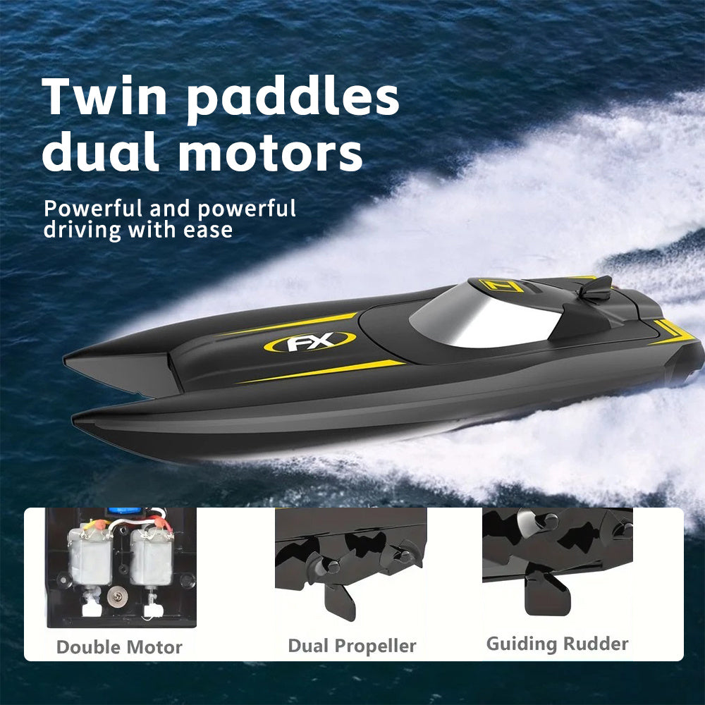 High-Speed RC Boat for Kids 2.4GHz 6.21mph Rechargeable ABS Pool Lake Toy