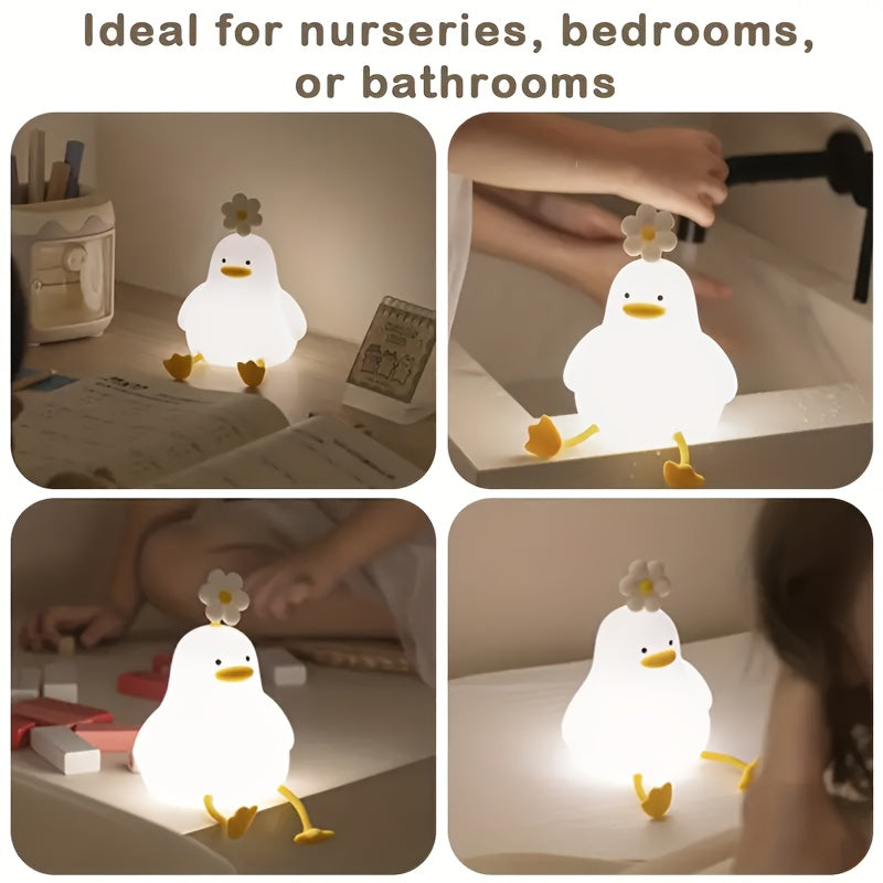 Flower Duck LED Night Light Rechargeable with Adjustable Brightness for Bedroom Relaxation