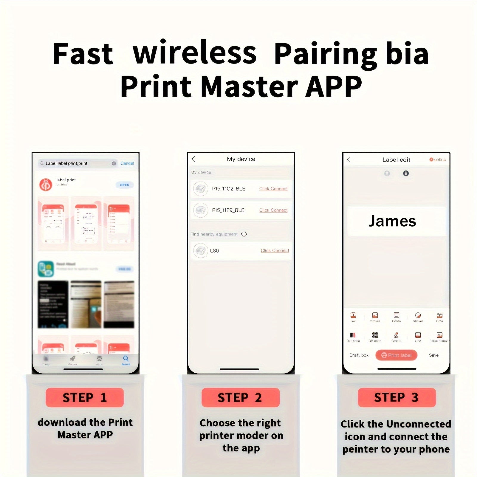 Portable Wireless Thermal Label Printer for Home Office Use