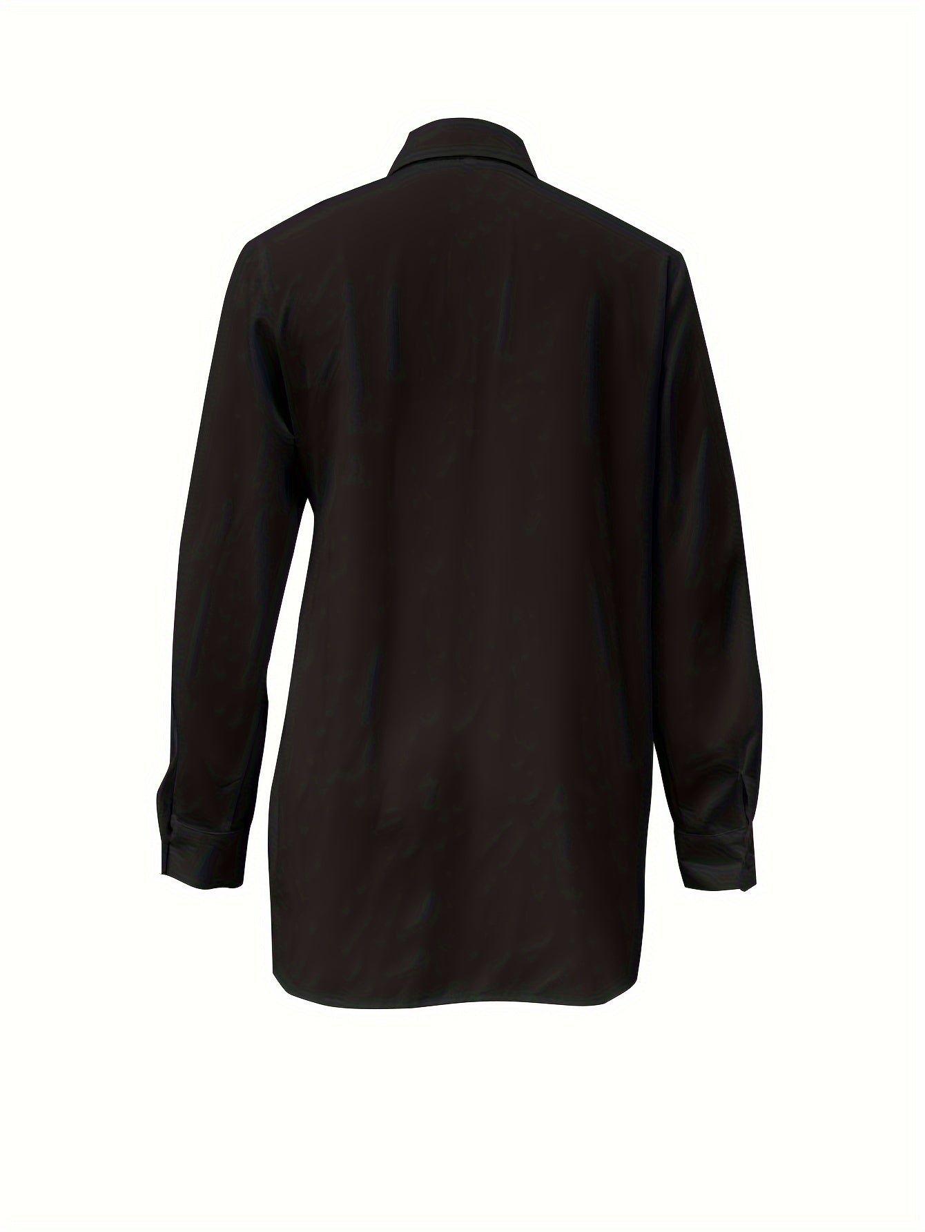 Women's Long Sleeve Polyester Shirt with Lapel Collar and Button Front