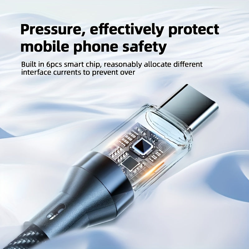 USB A to Type C Fast Charging Cable Flat Design Digital Display Compatible with Huawei Samsung Apple Vivo 50-80W