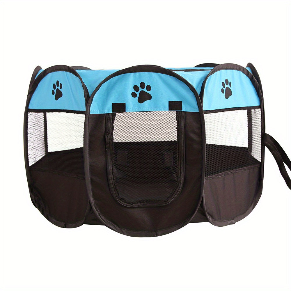 Foldable Cat Tent Bed with Paw Print Design, Polyester, Indoor Outdoor Use
