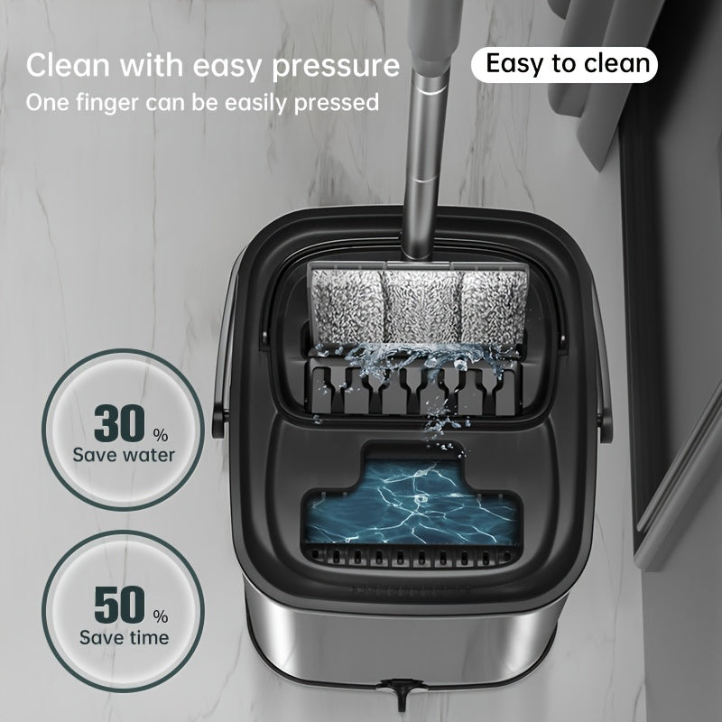 Nayzali po'latdan yasalgan qopqoq va chelak to'plami, 3 ta mop pad bilan, qo'l bilan ishlatilmaydigan plita mop, chelak bilan chang olish mop, ho'l va quruq tozalash, plitka, marmar, yog'och pol tozalash mop, to'liq tozalash materiallari va asboblari