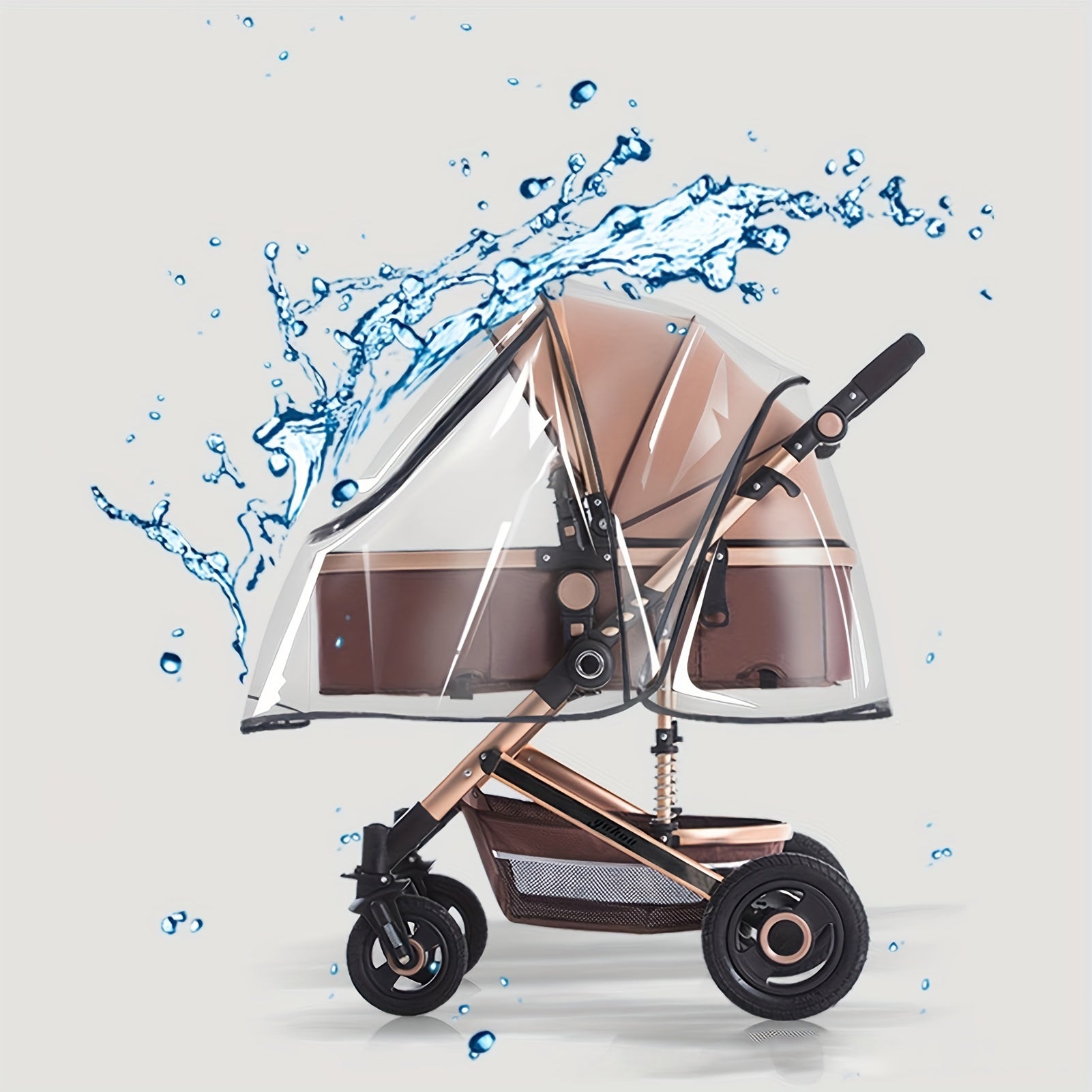 Bamboo Stroller Rain Cover with Transparent Shield for All-Weather Protection