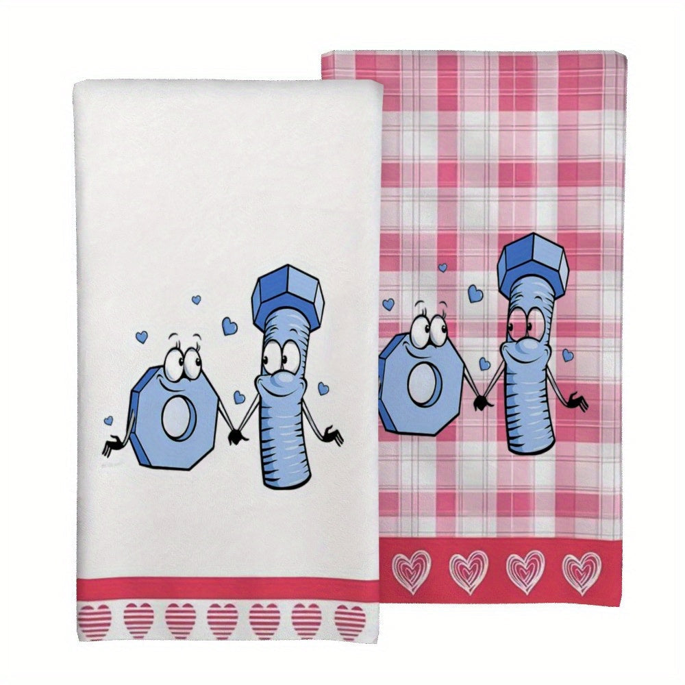 Valentine Heart Kitchen Towels Set 45x66cm Machine Washable Vibrant Colors