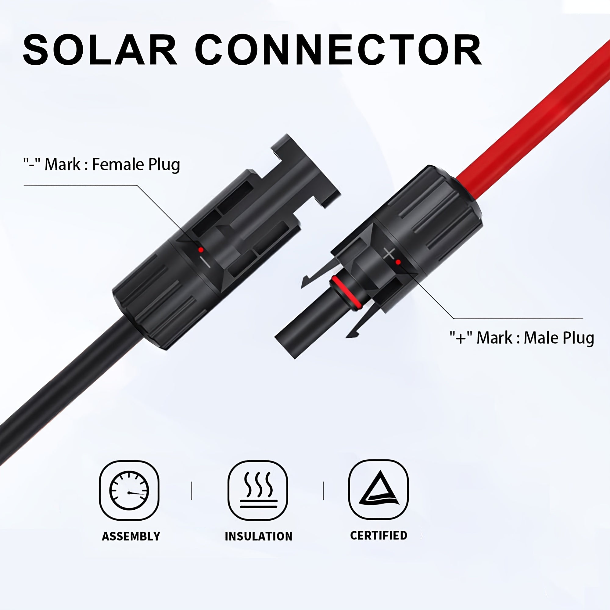 Cable de extensión para panel solar 14AWG con conectores hembra y macho para estación de energía portátil para autocaravana