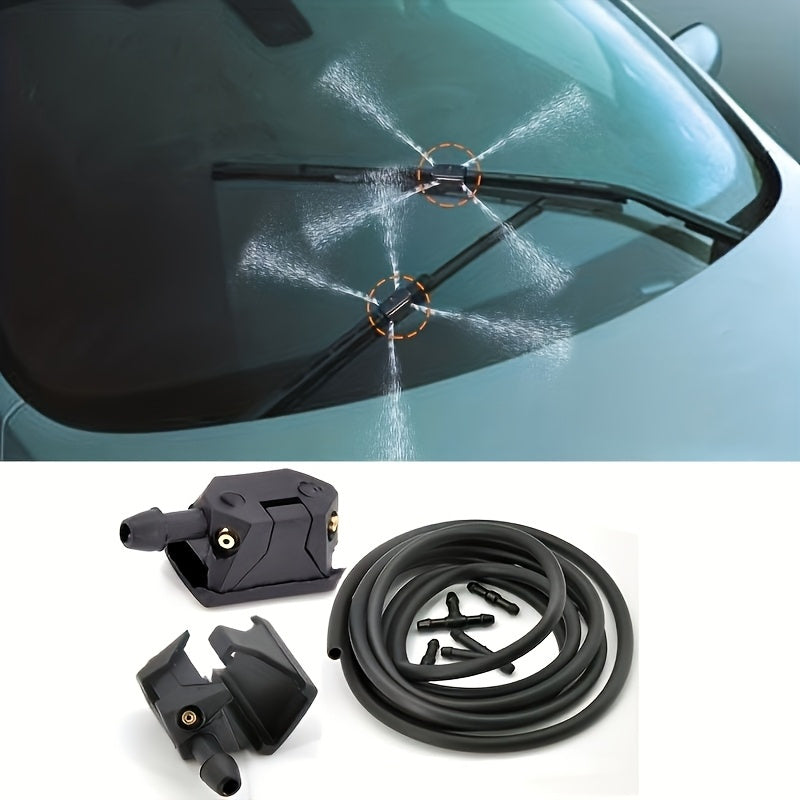 Universal Car Windshield Wiper Nozzle and Hose Adjustable 4-Way Spray