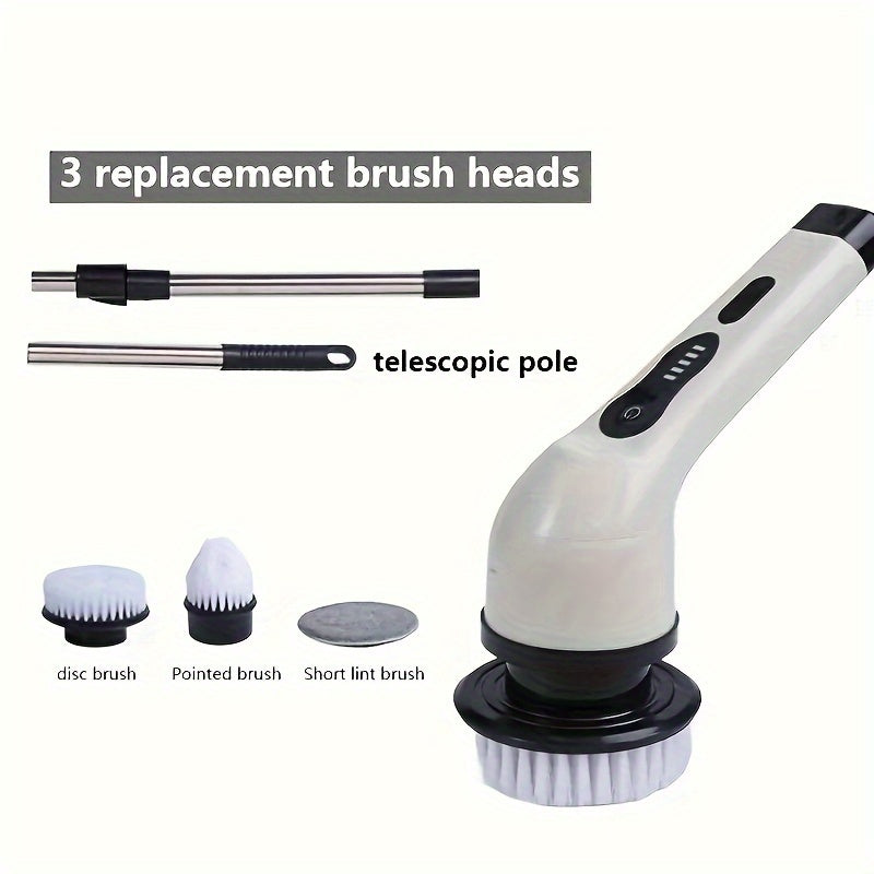 Qayta to'ldiriladigan batareyali va almashtiriladigan cho'tka boshlariga ega simsiz elektr spin scrubber to'plami hammom, oshxona, plitka va avtomobil tozalash uchun