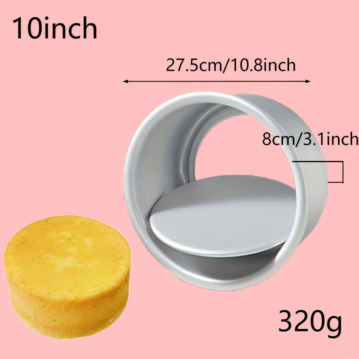 Aluminum Cake Pan Set Removable Bottom Oven-Safe for Chiffon Mousse 4/6/8/10 Inch