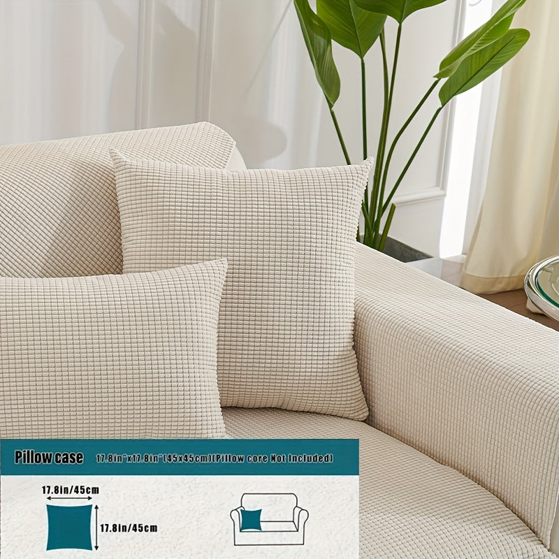 Water-Resistant Velvet Sofa Cover for 1-4 Seat L-Shaped Sofas Pet-Friendly Non-Slip Machine Washable Gray Textured Fabric