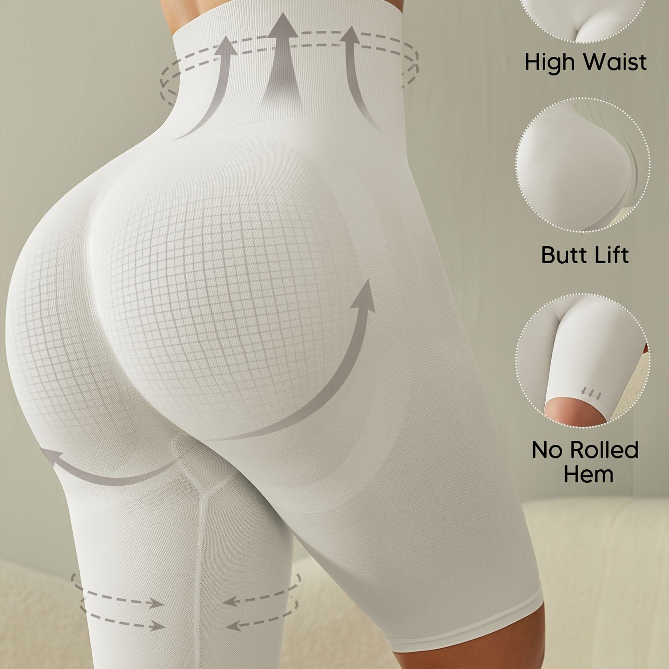 Women's High Waist Shaping Shorts Tummy Control Butt Lifter Seamless Knit Black