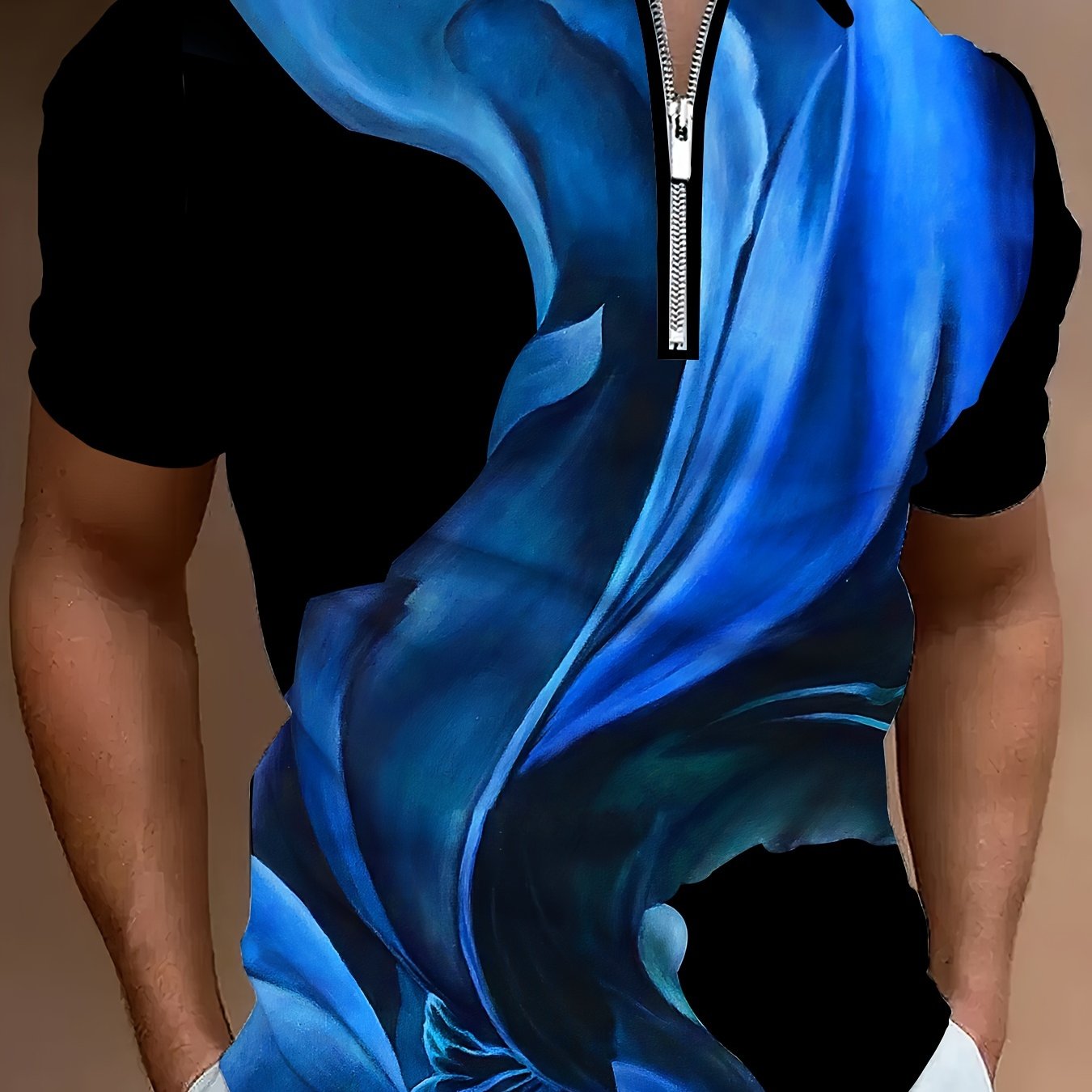 Men's Sky Blue Casual Polo Shirt 3D Print Polyester Spandex Regular Fit