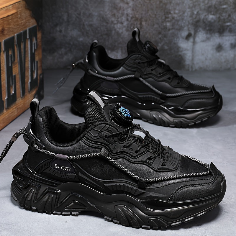 Men's Casual Sneakers Low Top Leather Upper Comfortable Durable Solid Color Shoes