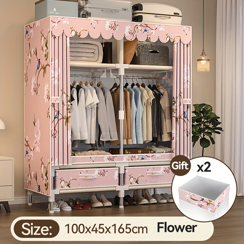 Rojdestvo mavzusidagi portativ saqlash shkafi, po'lat ramka bilan, 2 ta osma barlar, 4 ta javon