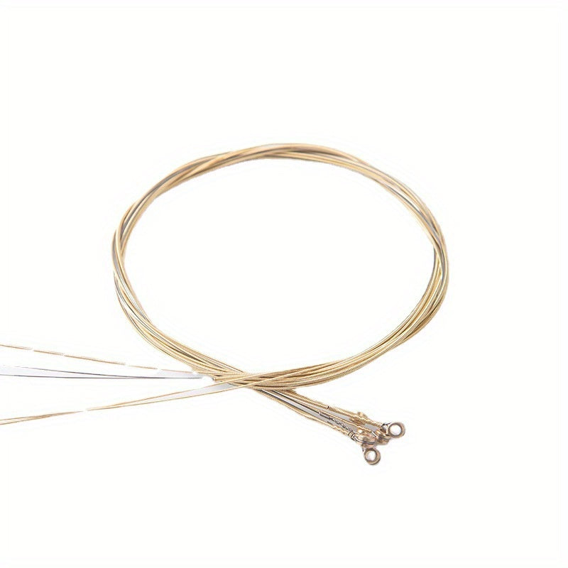 6pcs Acoustic Guitar Strings Bronze Coated Steel Replacement Set Yellow
