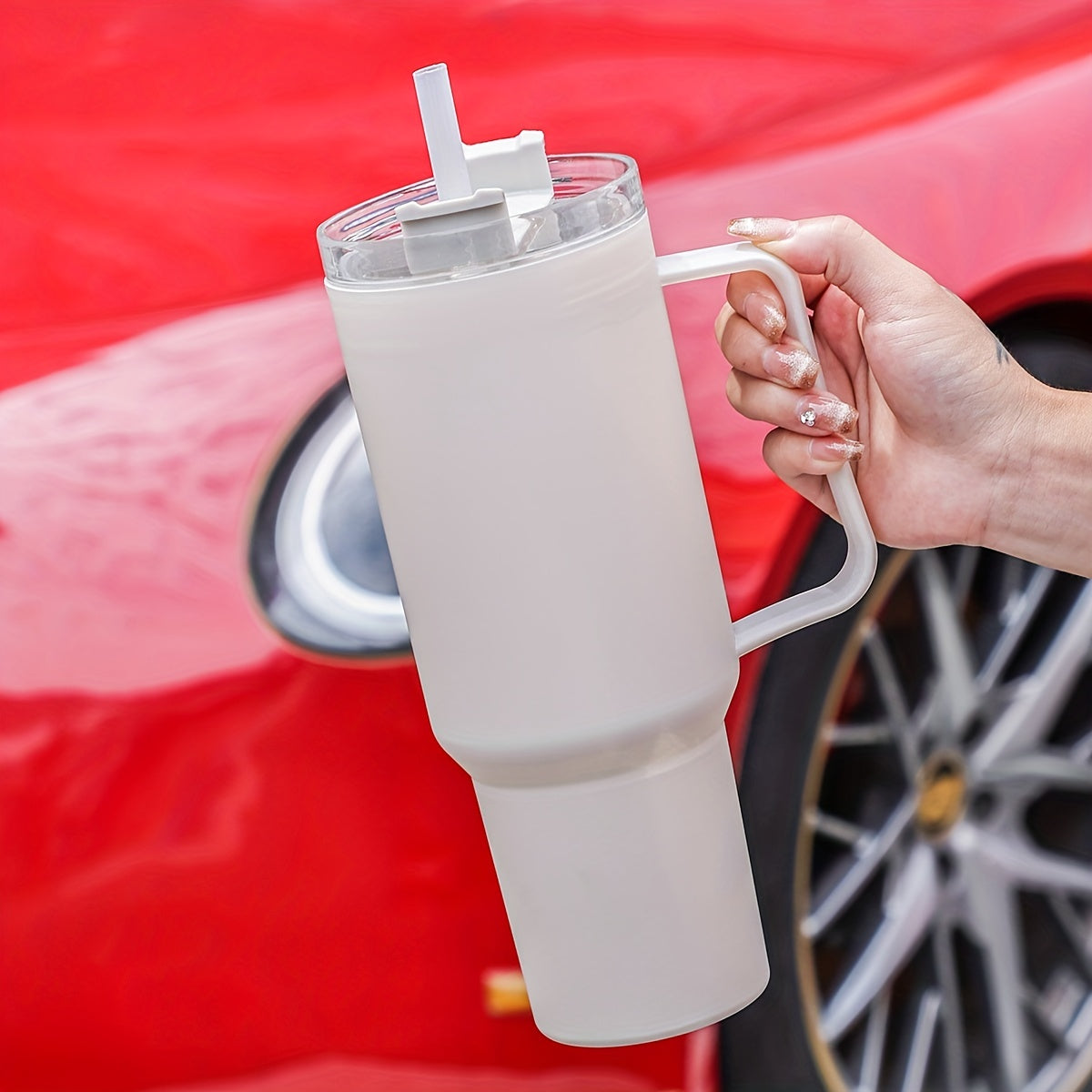 Lightweight Plastic Travel Mug with Straw for Hiking Hand Wash Only