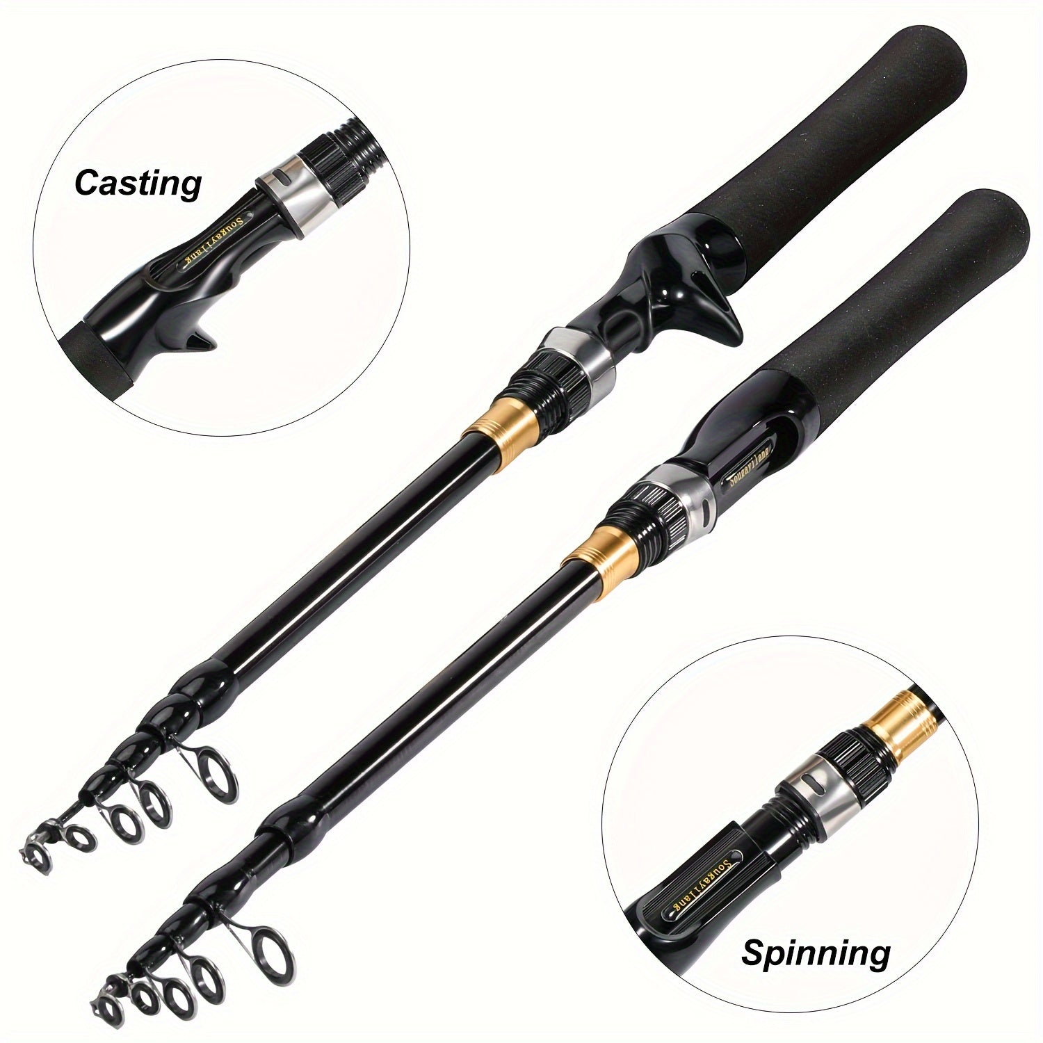 Telescopic Carbon Fiber Fishing Rod 1.8-2.4m Saltwater Freshwater EVA Handle
