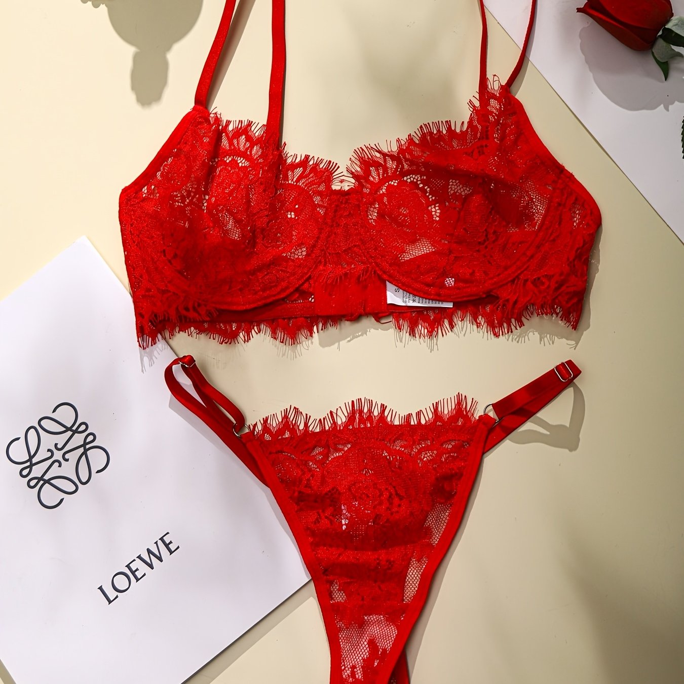 Lingerie Set with Lace and Straps for Women