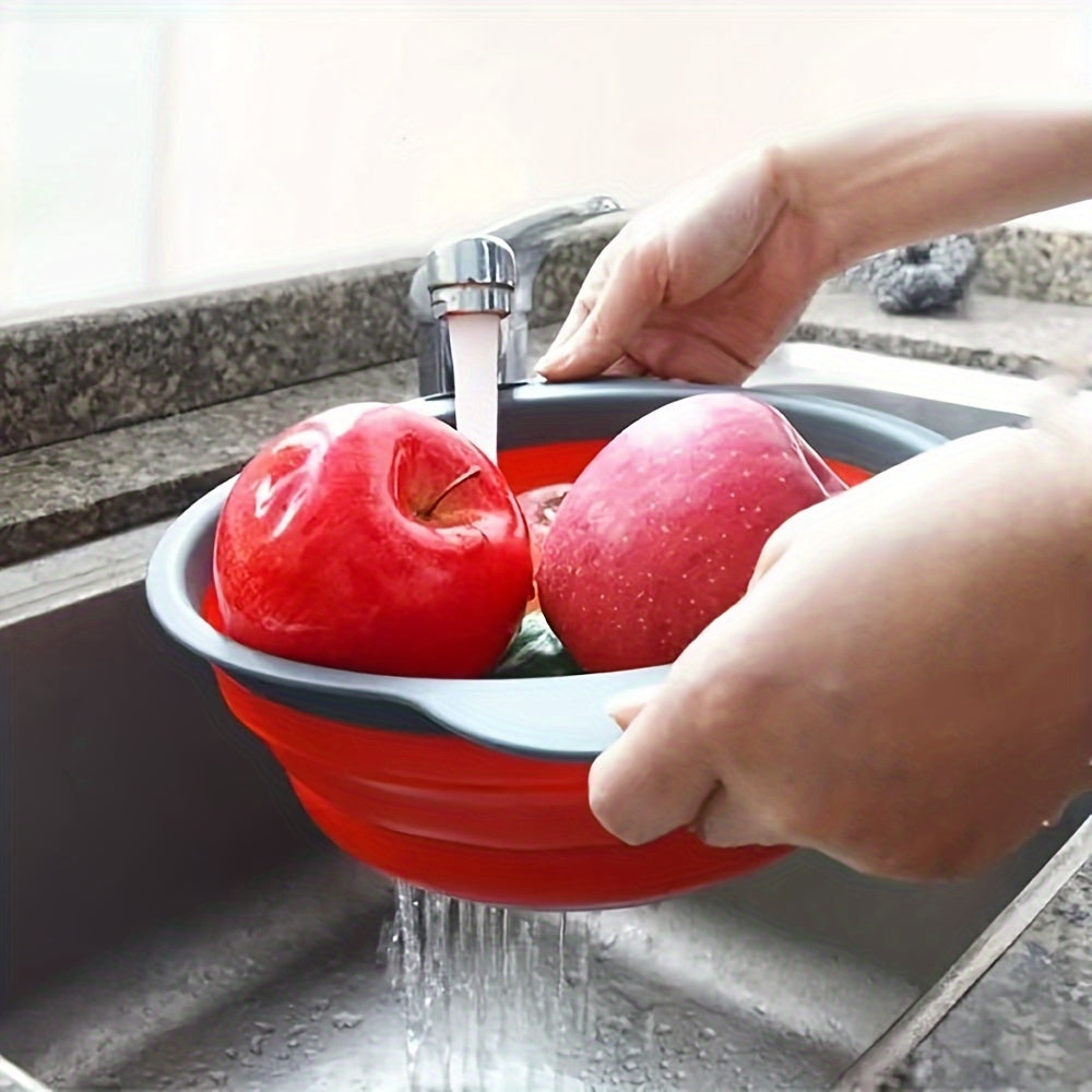 2 Pack Silicone Drain Basket Set Collapsible Funnels for Pasta Vegetables Fruits