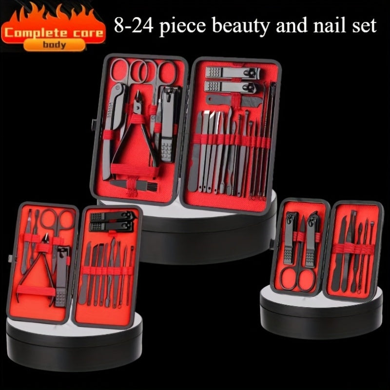 Professional Nail Clipper Set with Travel Case, 8/15/24 Pieces, Manicure Pedicure Tools