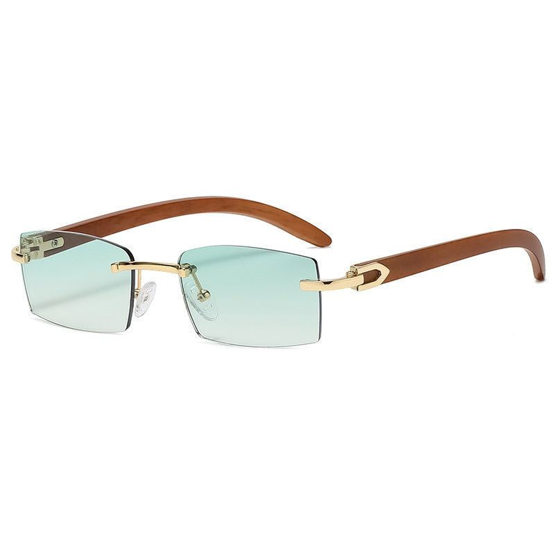Gafas de sol rectangulares sin montura para hombre 2023, estilo retro, marco pequeño, gafas sin montura