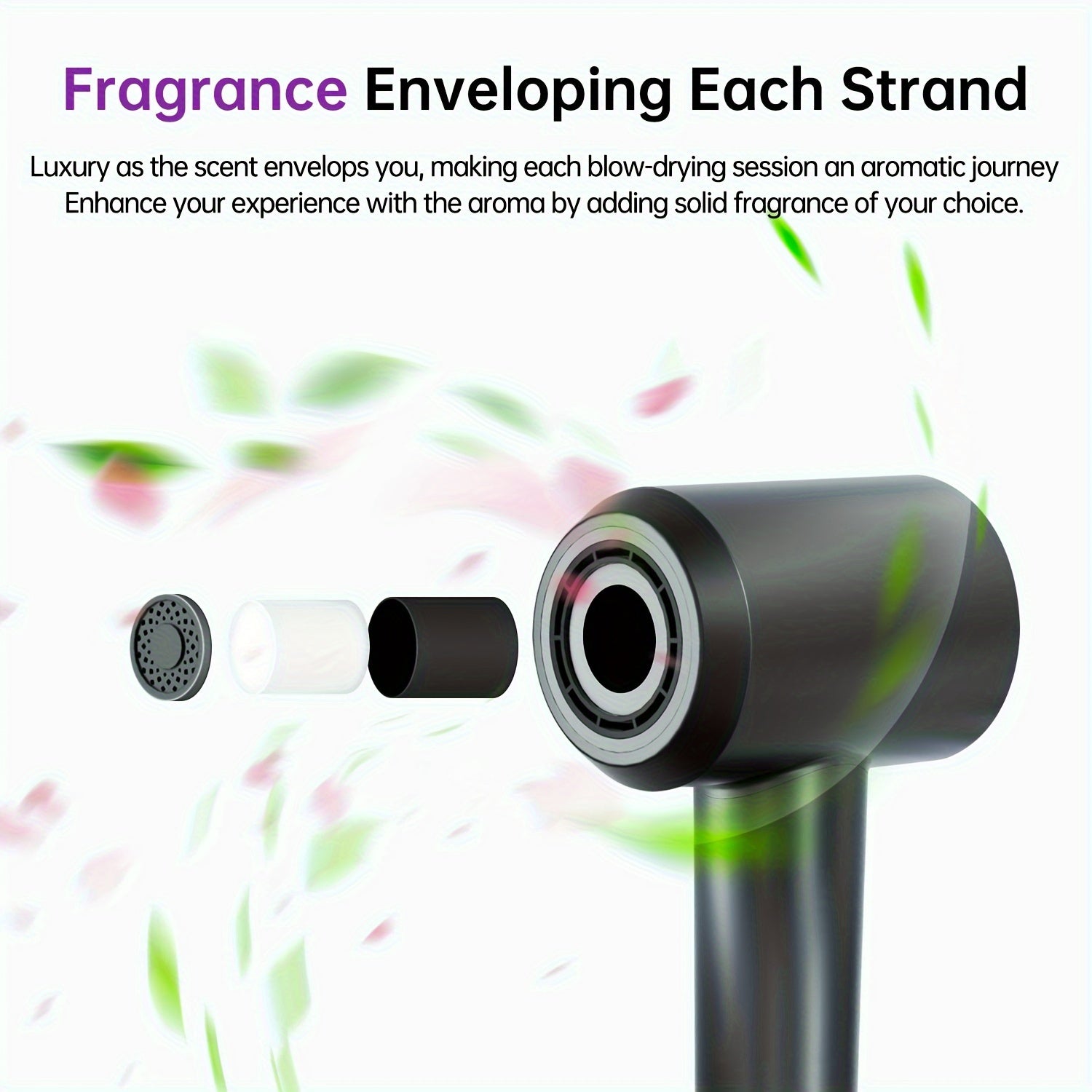 Secador de pelo de iones negativos portátil de secado rápido con calidad de salón, 3 configuraciones de calor, 2 velocidades y boquilla